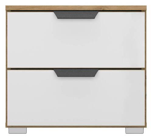 NOPTIERA ARTEMIS - alb/stejar Artisan, Modern, sticlă/material pe bază de lemn (47/43/42cm) - Modern Living