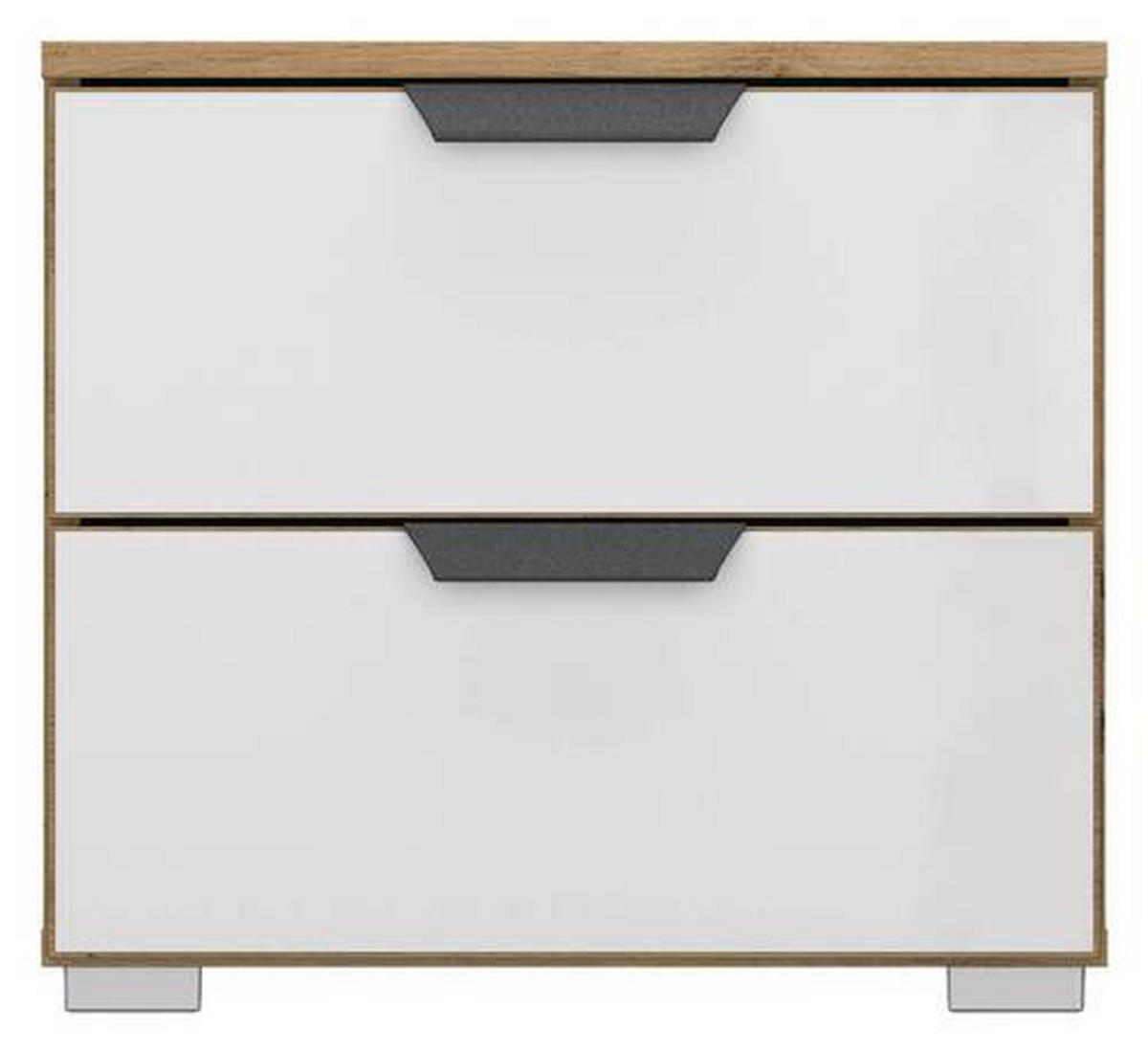 NOPTIERA ARTEMIS - alb/stejar Artisan, Modern, sticlă/material pe bază de lemn (47/43/42cm) - Modern Living