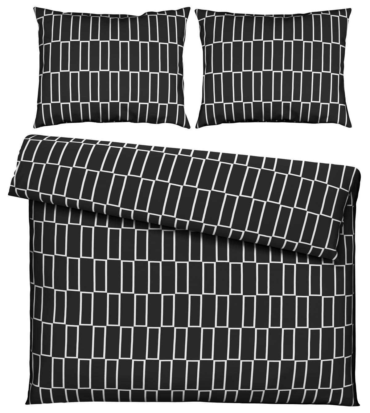 Posteljnina Brigg, Več Barv, 2x60/80, 200/200 - rjavosiva/črna, tekstil (200/200cm) - Modern Living