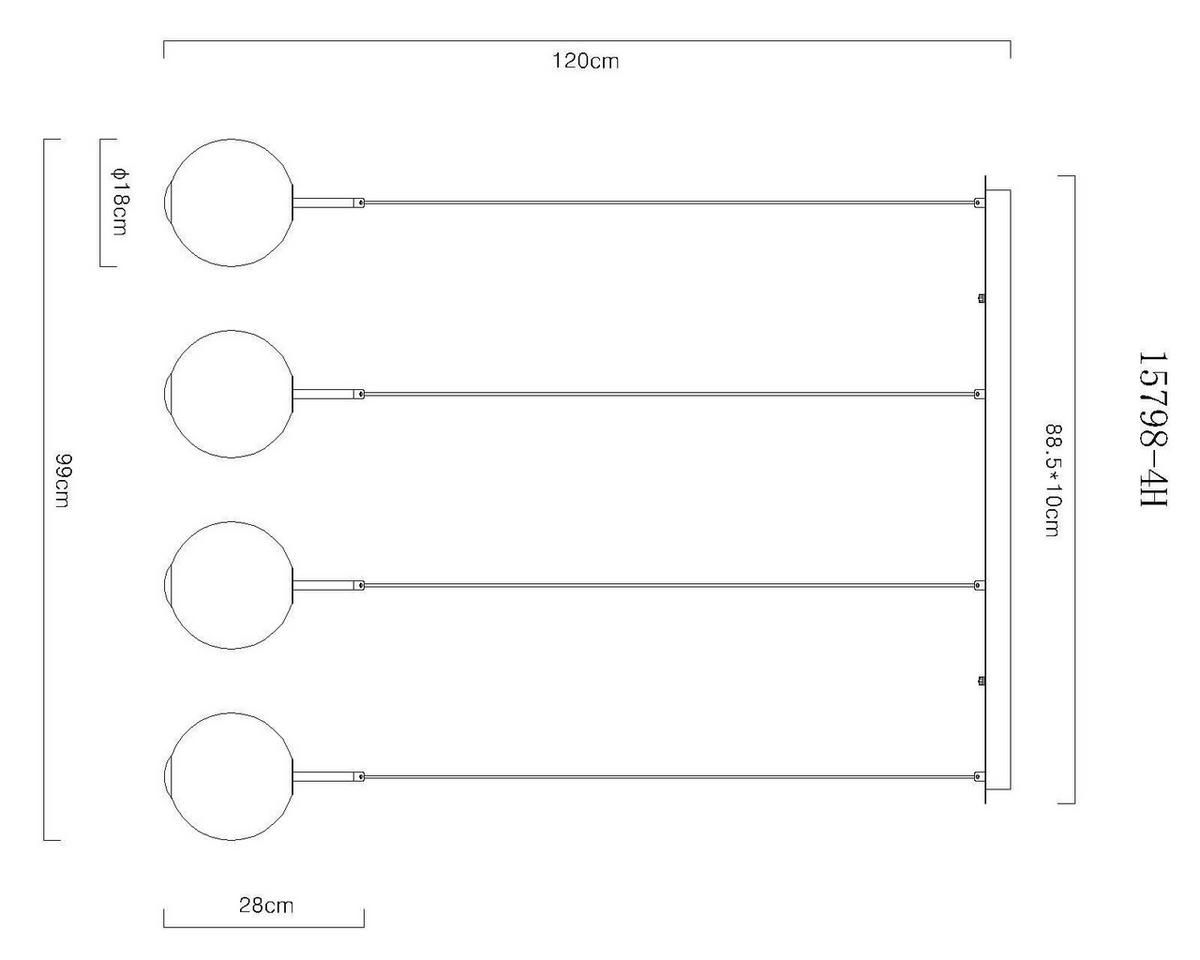 LED-HÄNGELEUCHTE 15798-4H LACY - Weiss/Schwarz, Konventionell, Glas/Kunststoff (100/18/120cm) - Globo