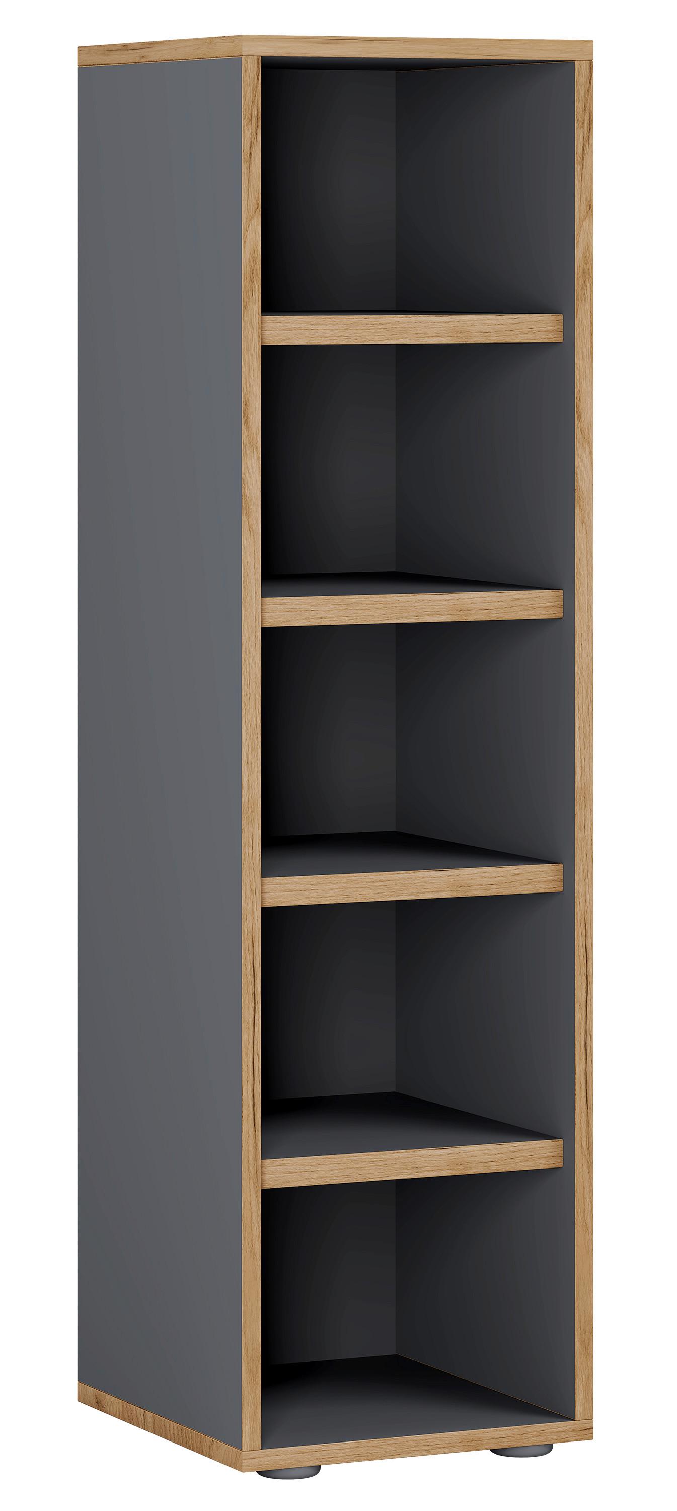 SCHUHREGAL SALIA - Honigeiche/Anthrazit, Design, Holzwerkstoff/Kunststoff (30/110/33cm) - MID.YOU