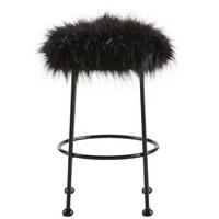 Hocker Luzie Schwarz Kunstfell - Schwarz, MODERN, Fell/Metall (30/50cm) - Bessagi Home