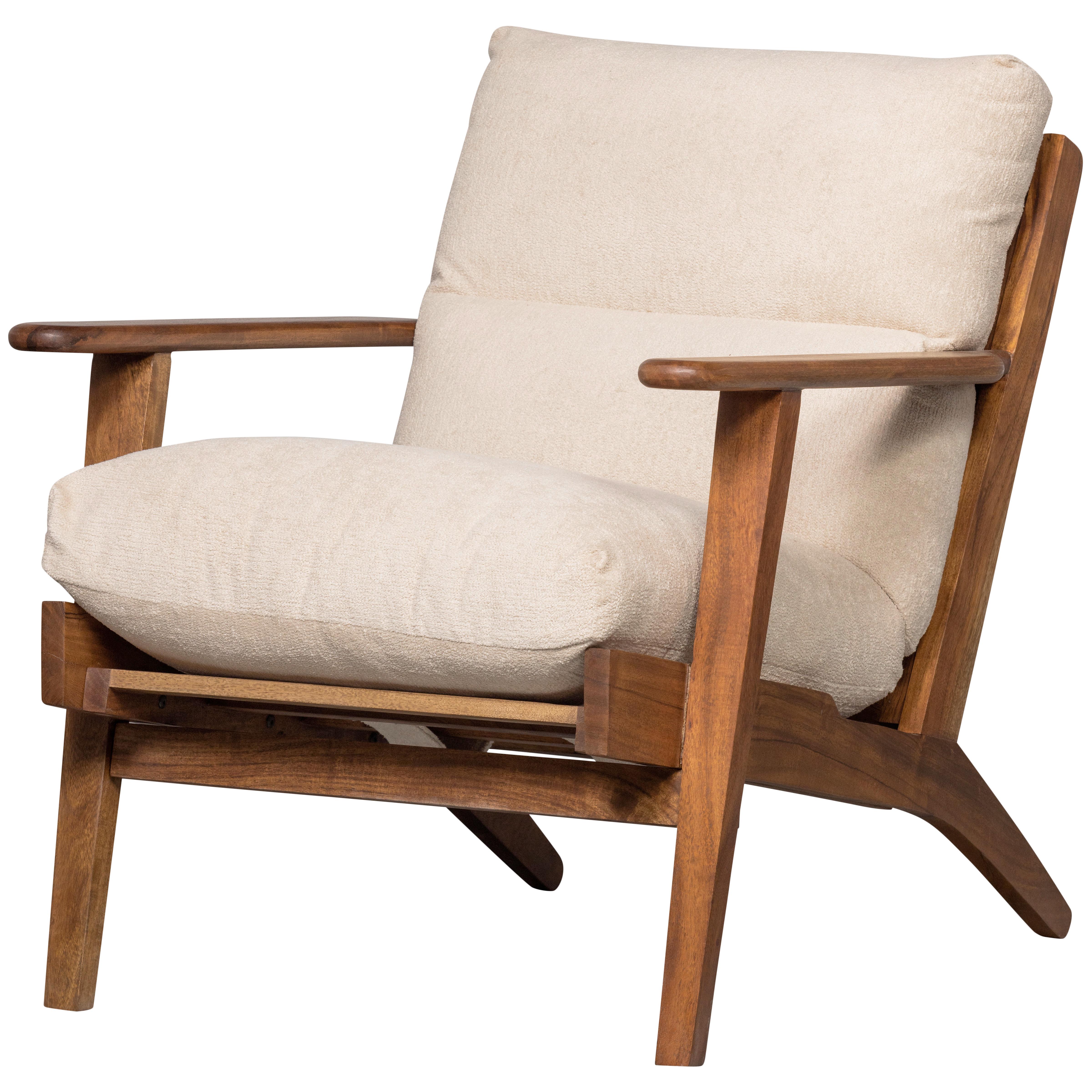 Sessel Houston Akazie/Natur - Naturfarben/Akaziefarben, Design, Holz/Textil (71/86/71cm) - Livetastic