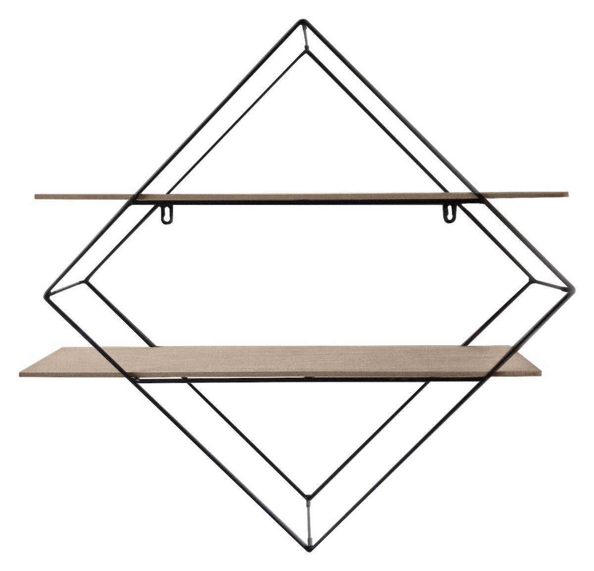 Stenski Regal Rom 2, Črna, Naravne Barve - črna/barve pinije, Moderno, kovina/leseni material (60/60/15cm) - Mömax