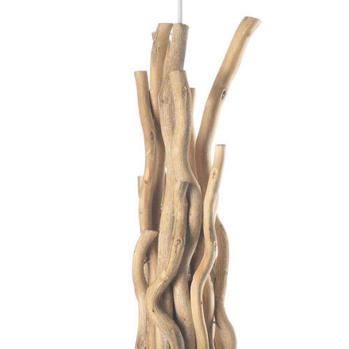 Hängeleuchte Woody Weiß/Sand/Braun max. 22 Watt - Sandfarben/Hellbraun, Natur, Holz/Textil (40/110cm)