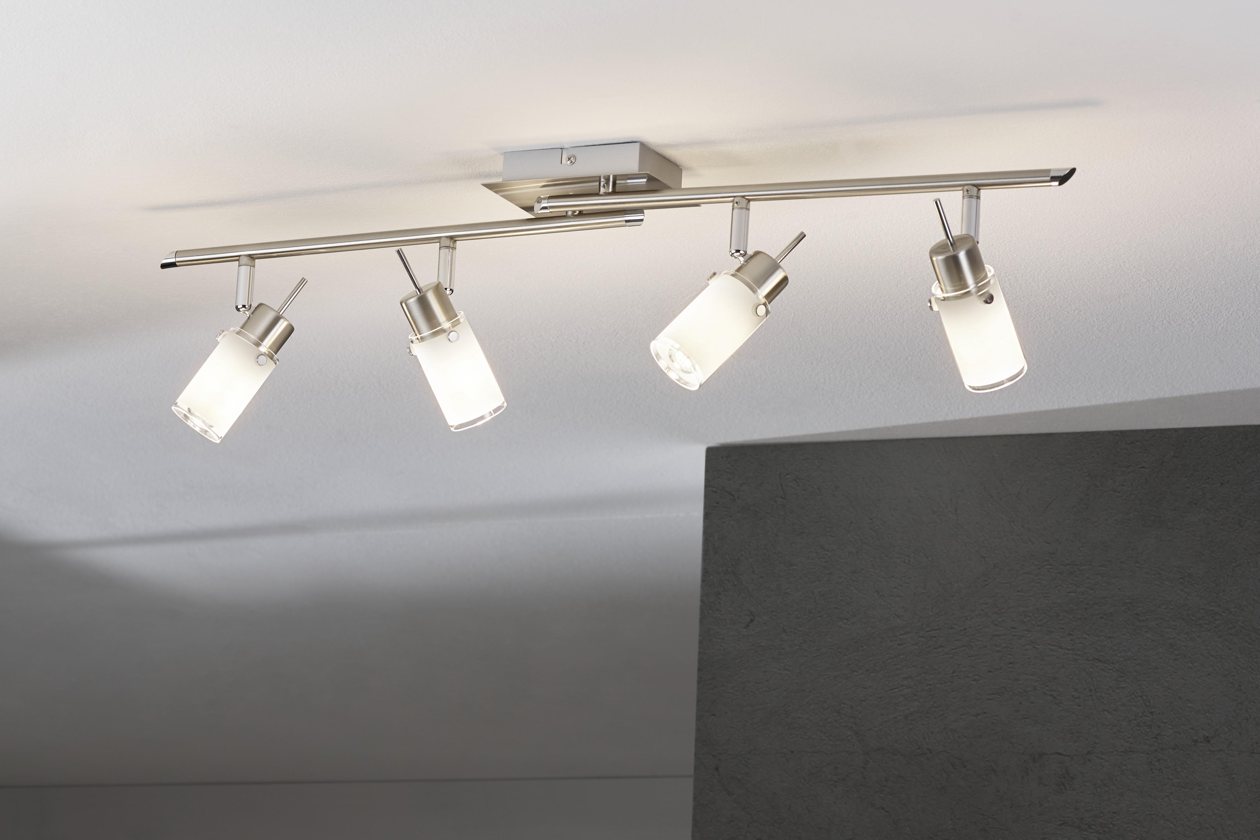 LED-Strahler Max LED Weiß/Nickel max. 4 Watt - Weiß/Nickelfarben, KONVENTIONELL, Glas/Metall (82/24/19cm)