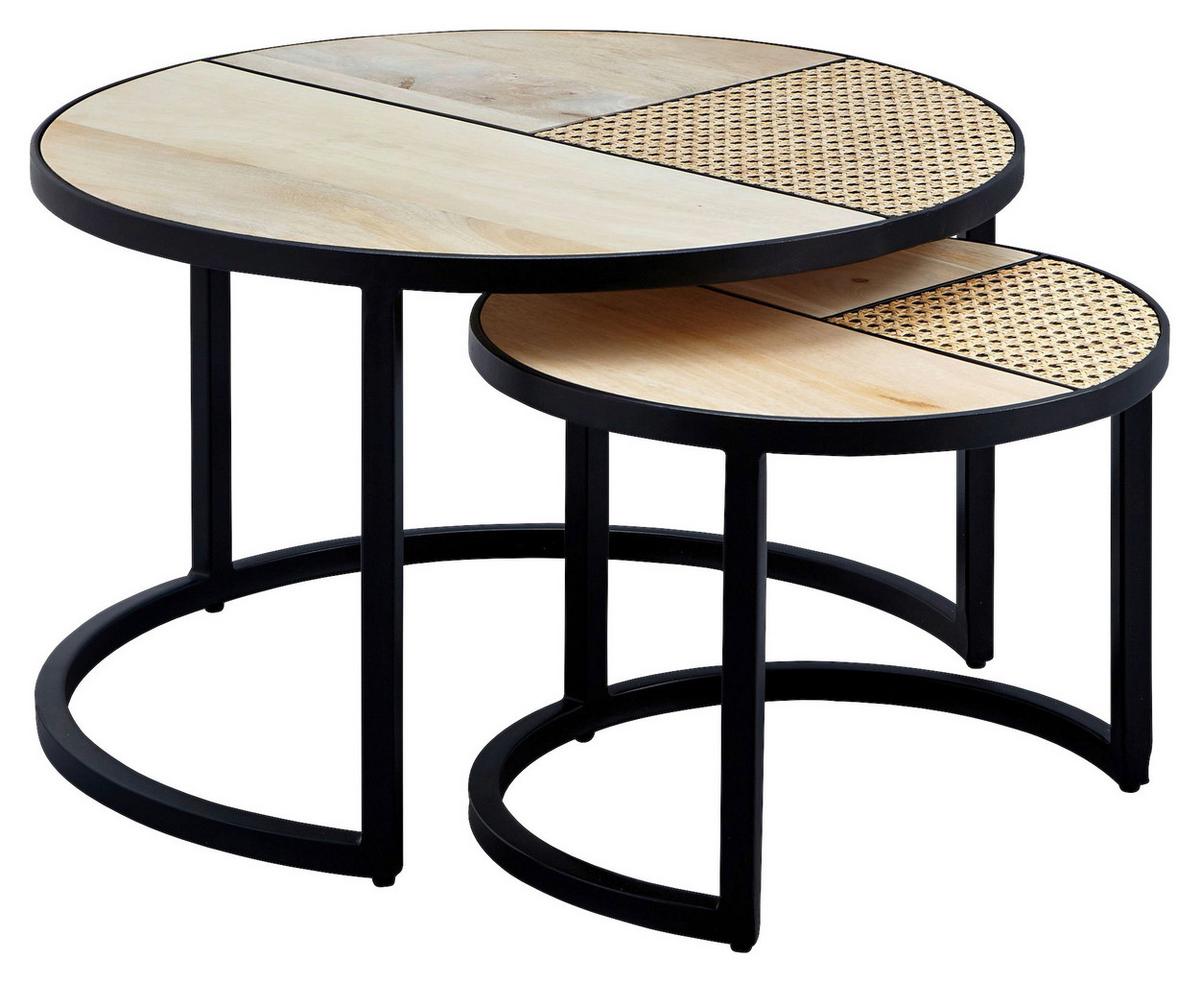 Set Klubskih Mizic Wohnling - črna/rjava, Moderno, kovina/les (60/60/37cm) - MID.YOU