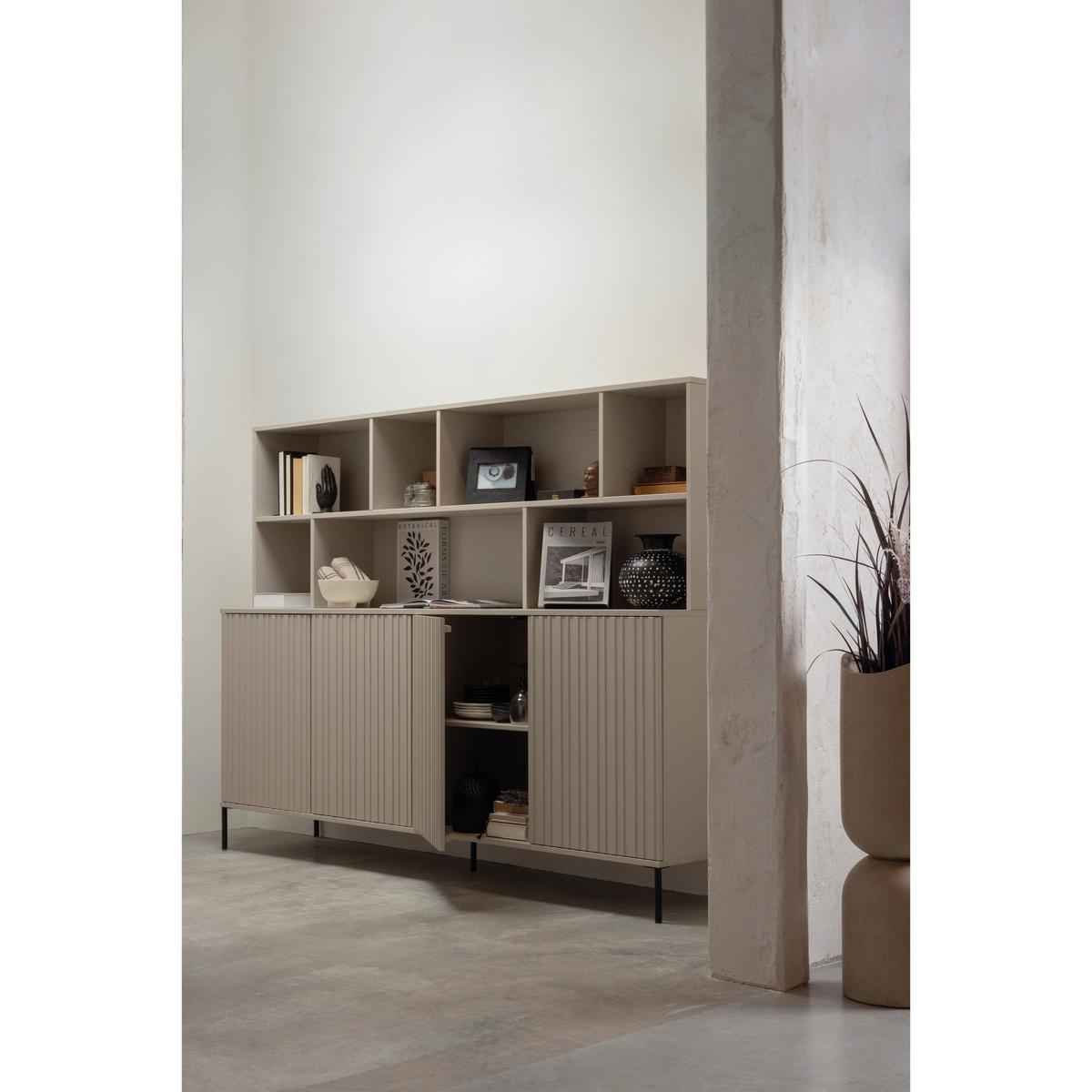 Sideboard Gravure Beige B: 40 cm - Schwarz/Grau, Design, Holz/Metall (200/85/44cm) - Livetastic