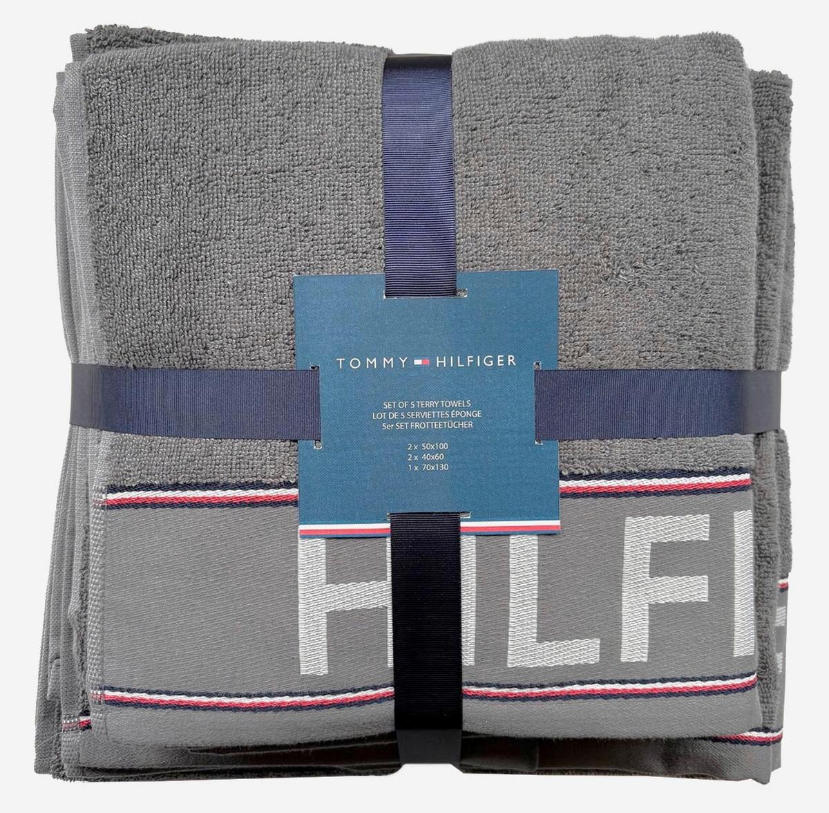 ZESTAW RĘCZNIKÓW FROTTE DEGREE STEEL - szary, Basics, tkanina - Tommy Hilfiger