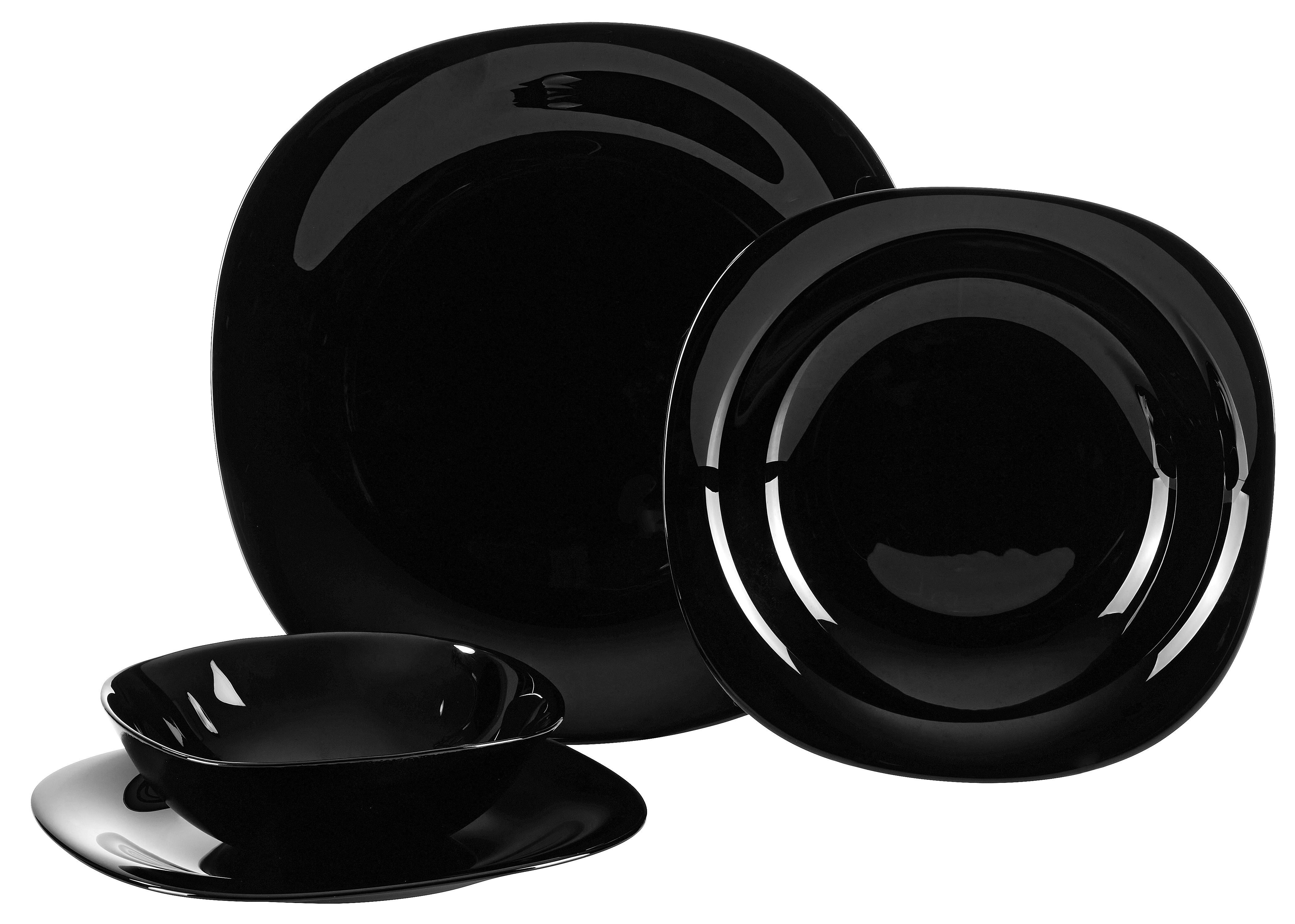 ZASTAWA STOŁOWA VETRO QUADRATO NERO - czarny, Basics, szkło - Boxxx