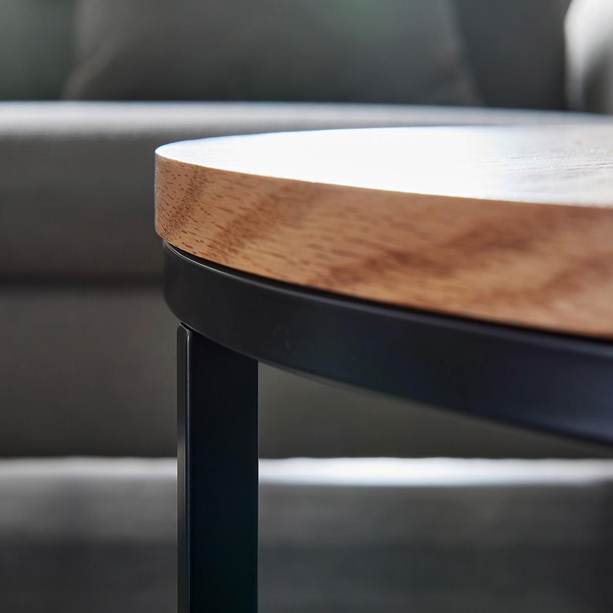 Couchtisch in Braun Rund - Schwarz/Braun, MODERN, Holzwerkstoff/Metall (70/70/45cm) - MID.YOU
