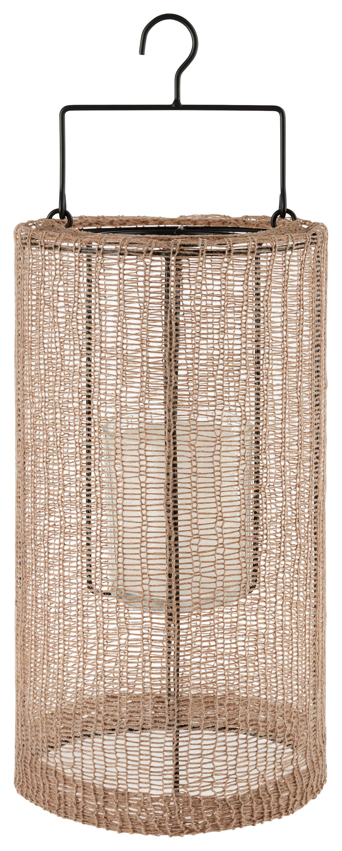 Laterne Talea in Braun Ø ca. 18cm - Braun, Basics, Glas/Textil (18/33cm) - Modern Living