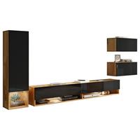 WOHNWAND ALBA SCHWARZ 4-TEILIG - Schwarz Hochglanz/Weiß Hochglanz, LIFESTYLE, Holzwerkstoff (270/130/32,5cm) - P & B