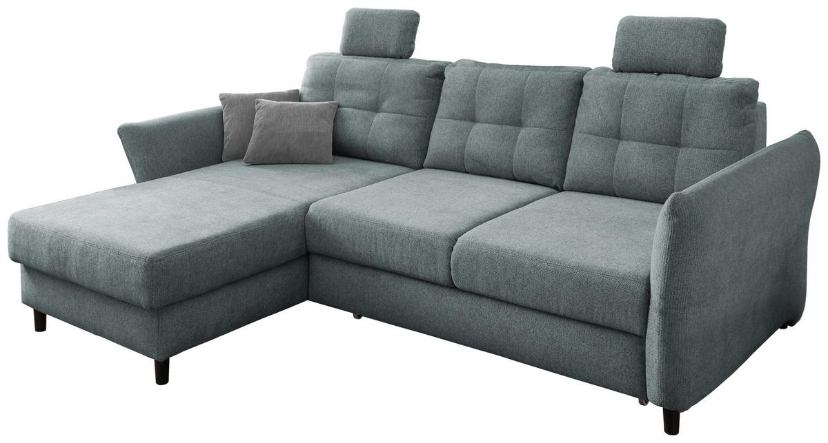 Wohnlandschaft Brizzini Mintgrau Chenille - Mintgrau/Blau, MODERN, Holz/Textil (176/250-280cm) - Livetastic