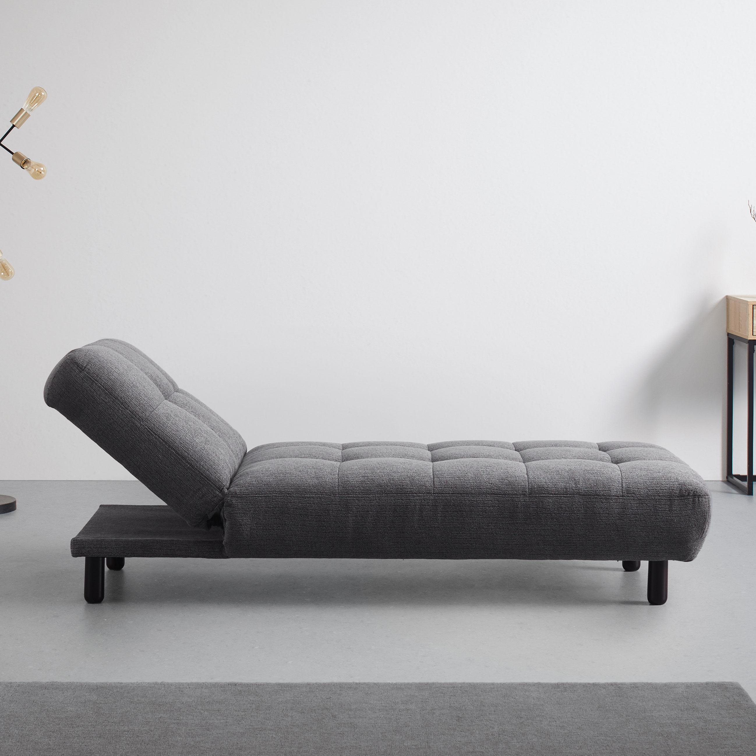 Relaxliege in grau "Camilla", Webstoff - Grau, MODERN, Holz/Textil (82/90/183cm) - Bessagi Home
