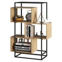 Regal in Schwarz/Naturfarben - Schwarz/Naturfarben, MODERN, Holzwerkstoff/Metall (80/126/33cm) - Mömax