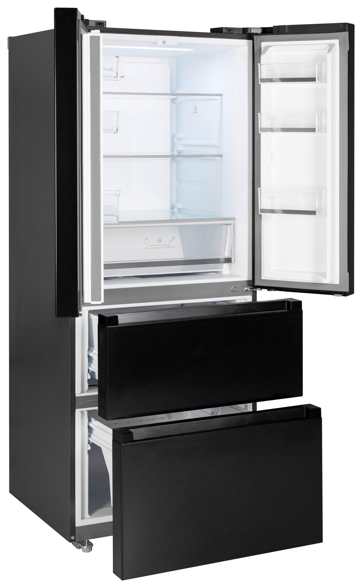 Kühl-Gefrier-Kombination SKMFDFDDID Schwarz - Schwarz, Basics, Glas/Metall (68,6/178/70,3cm) - Mican
