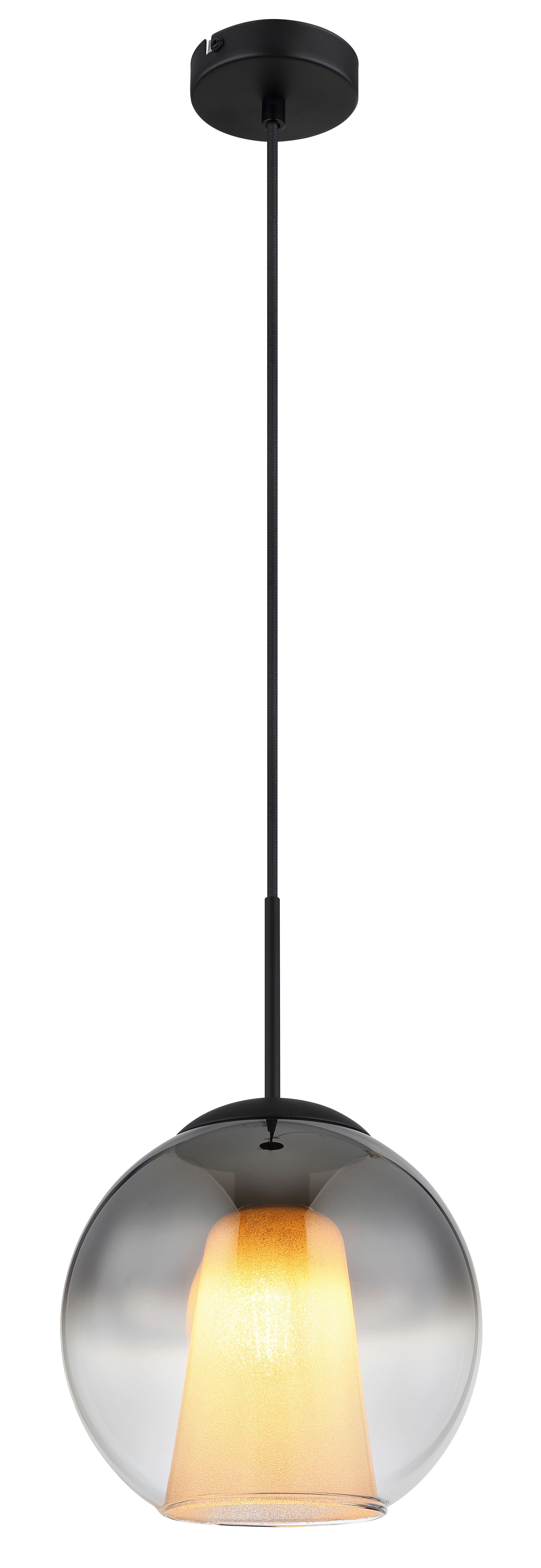 HÄNGELEUCHTE 15749H1 BARRY - Klar/Schwarz, Basics, Glas/Textil (25/120cm) - Globo