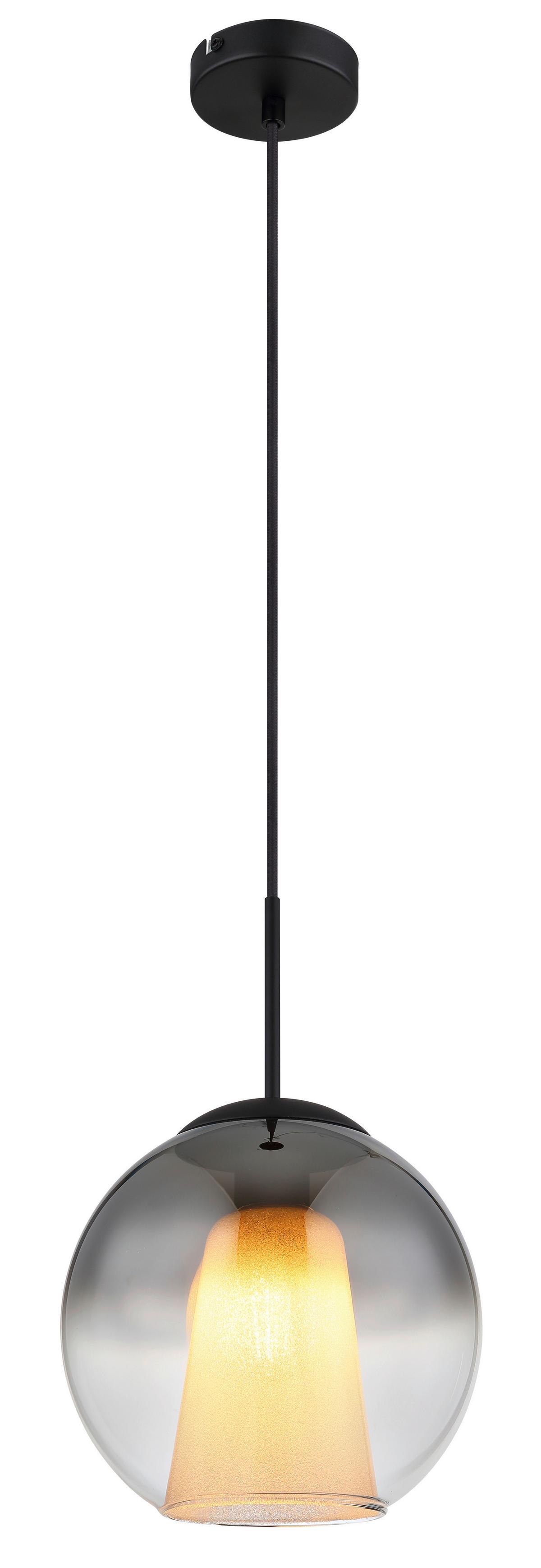 HÄNGELEUCHTE 15749H1 BARRY - Klar/Schwarz, Basics, Glas/Textil (25/120cm) - Globo