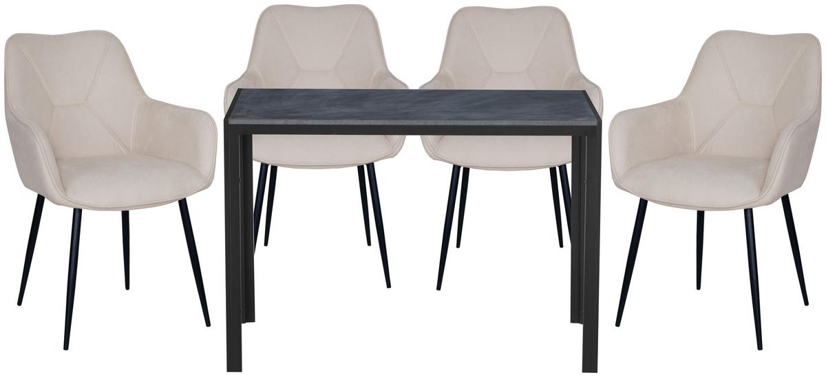 Esstisch Sandro Grau ca. 110x76x70cm - Schwarz/Grau, Modern, Holzwerkstoff/Metall (110/76/70cm) - Based