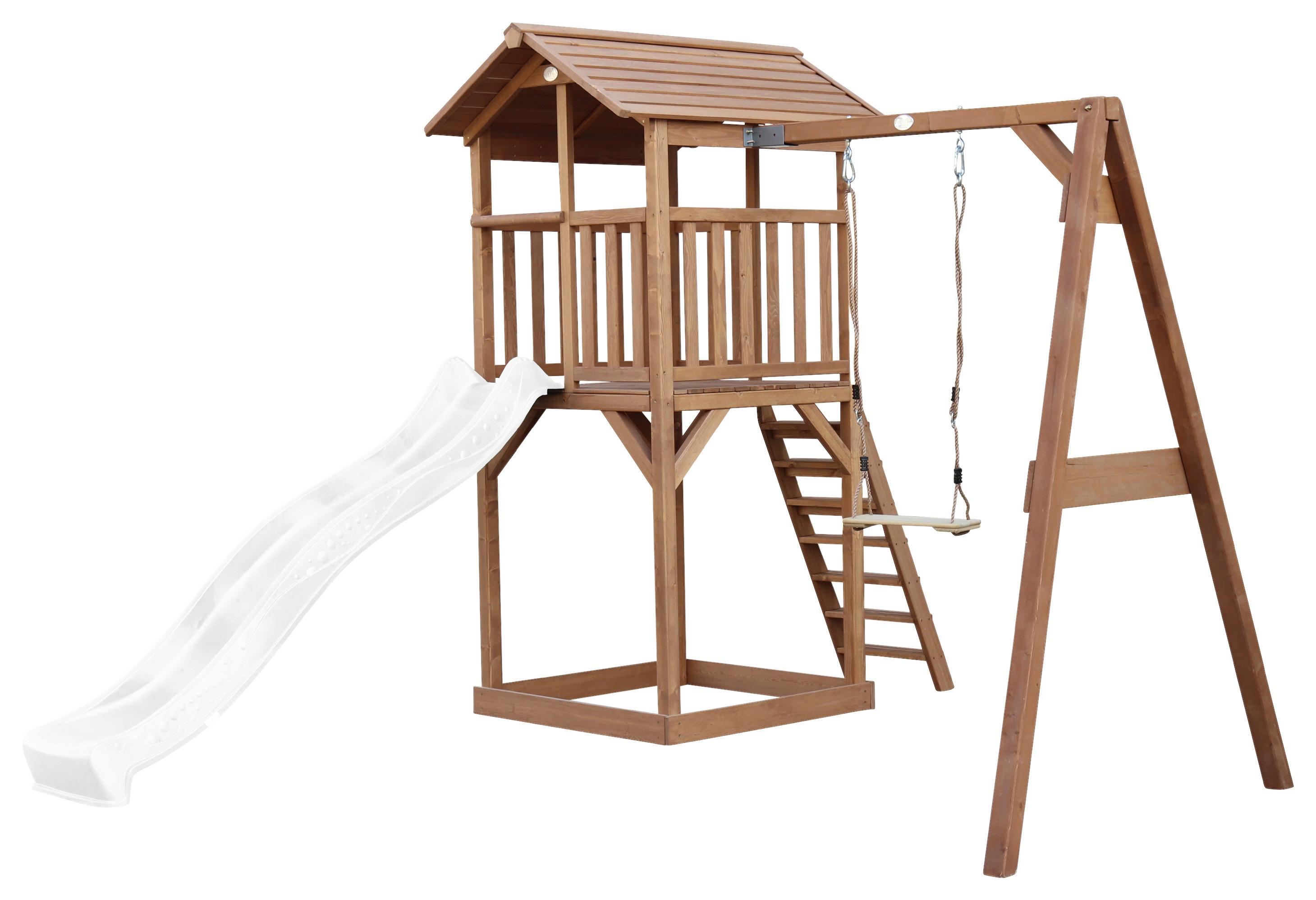 SPIELTURM A025.121.90 - Braun/Weiß, KONVENTIONELL, Holz/Kunststoff (283,6/241,9/349cm) - Ambia Garden