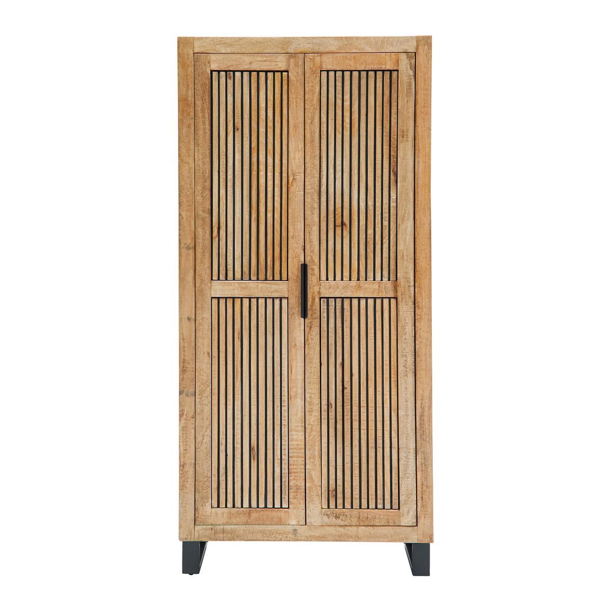 Garderobenschrank Everest Naturfarben/Schwarz - Schwarz/Naturfarben, Natur, Holz/Metall (88/187/40cm) - Mömax
