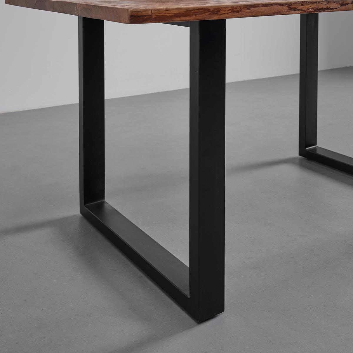 Esstisch Massivholz "Arya", ca. 160x85 cm, Akazie - Schwarz/Akaziefarben, Modern, Holz/Metall (160/85/76cm) - Bessagi Home