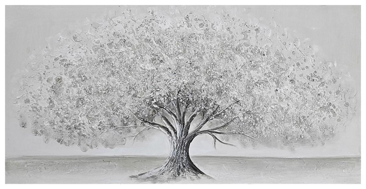 Slika Na Platnu Silver Tree - bela/bež, Moderno, tekstil/les (120/60/3cm) - Mömax
