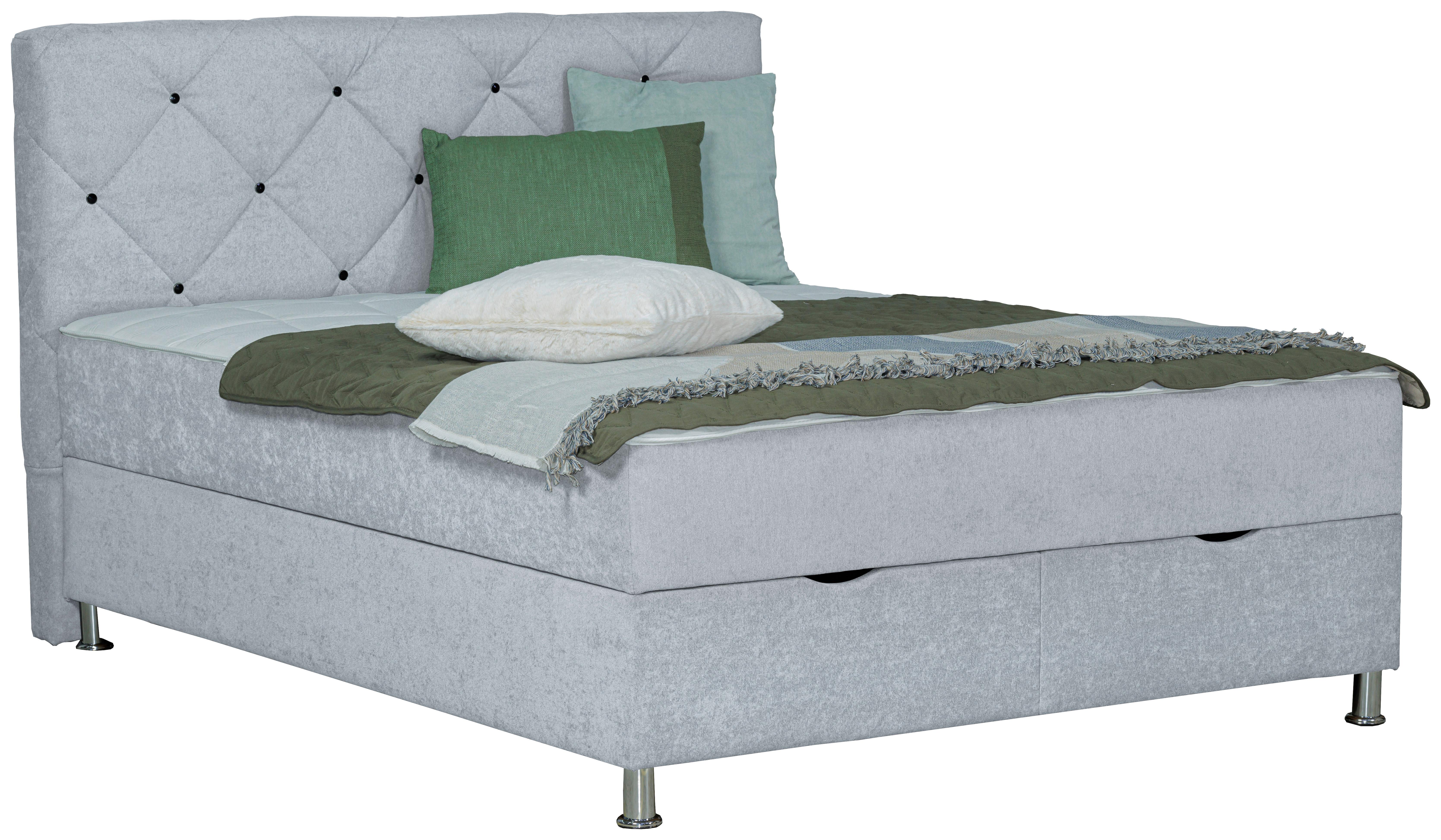 Postelja Z Vzmetnico Black Diamant, 180x200, Svetlo Siva - barve kroma/svetlo siva, Design, umetna masa/tekstil (180/200cm) - Modern Living