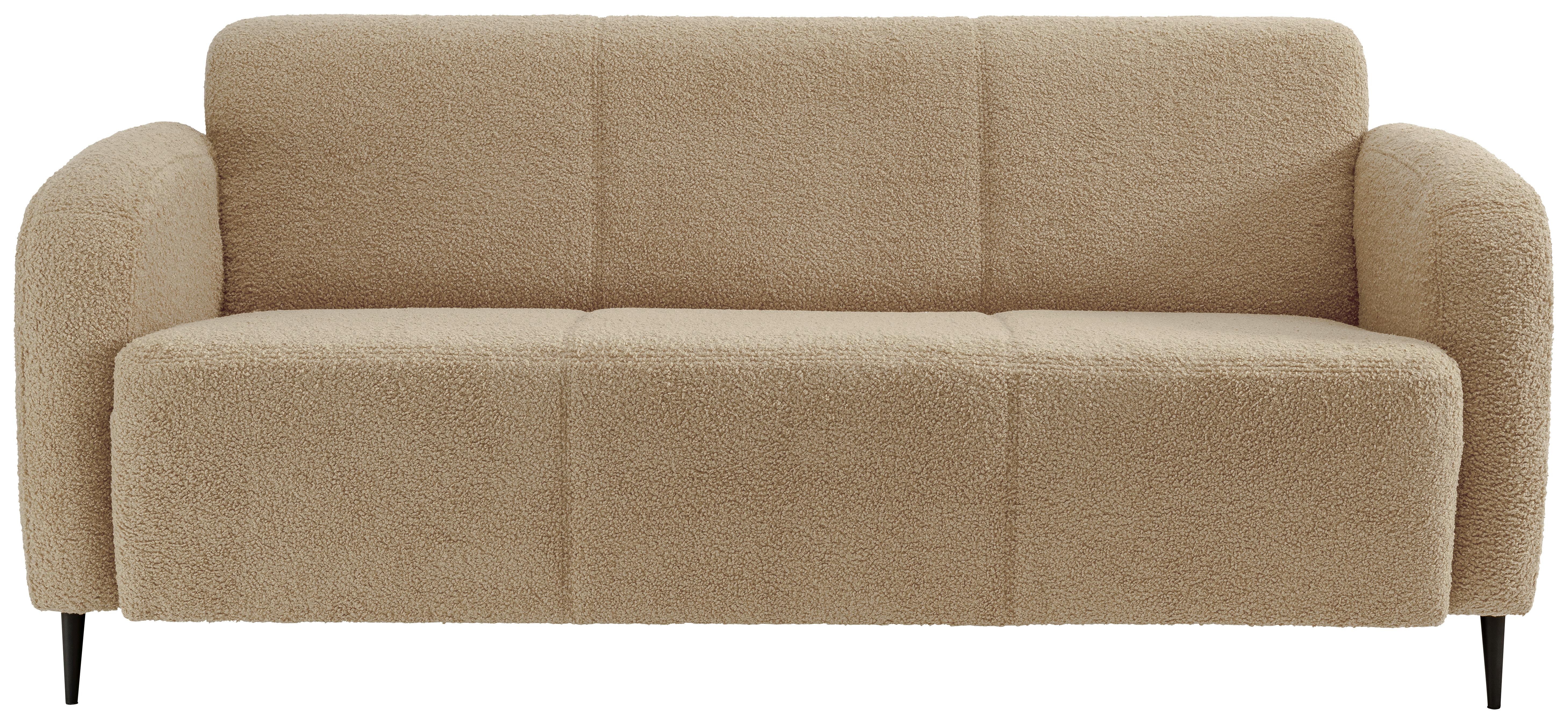 3-Sitzer-Sofa Marone Creme Teddystoff - Creme/Schwarz, MODERN, Textil/Metall (180/76/90cm) - Livetastic