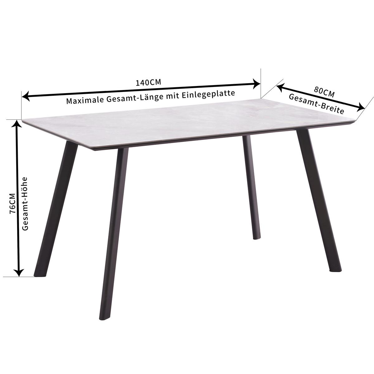 Jedilna Miza George, Črna, Siva, 140x80 - siva/črna, Konvencionalno, kovina/leseni material (140/76/80cm) - Mömax