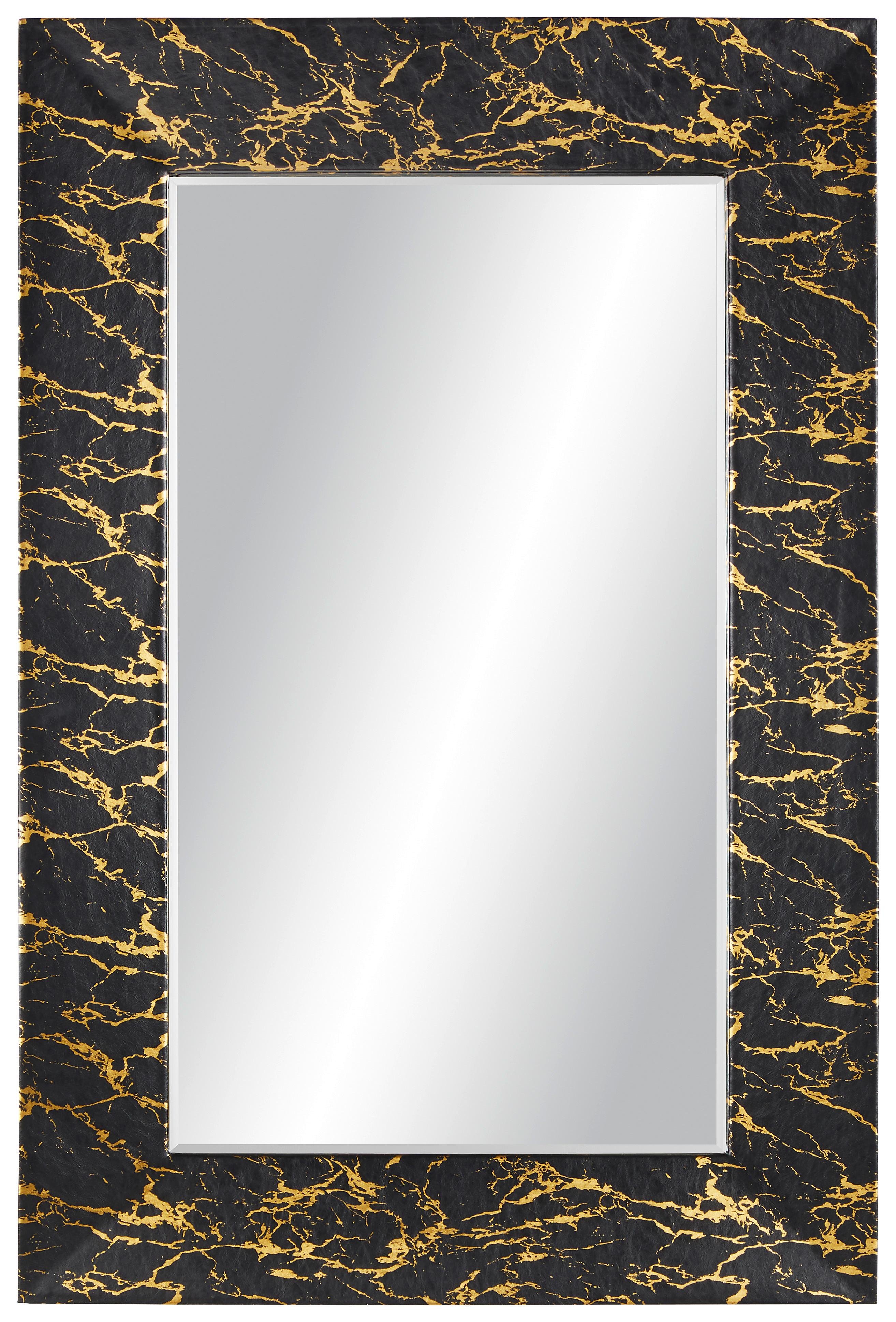 Ogledalo Zidno Glamour - zlatne boje/crna, Modern, staklo/drvni materijal (80/120/5cm) - Modern Living