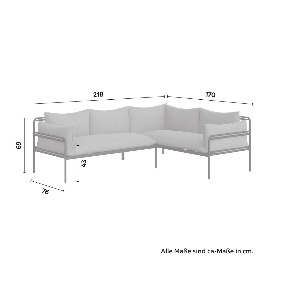 Garnitură grădină Anny - antracit/gri, Modern, sticlă/metal (218/69/76cm) - Bessagi Garden