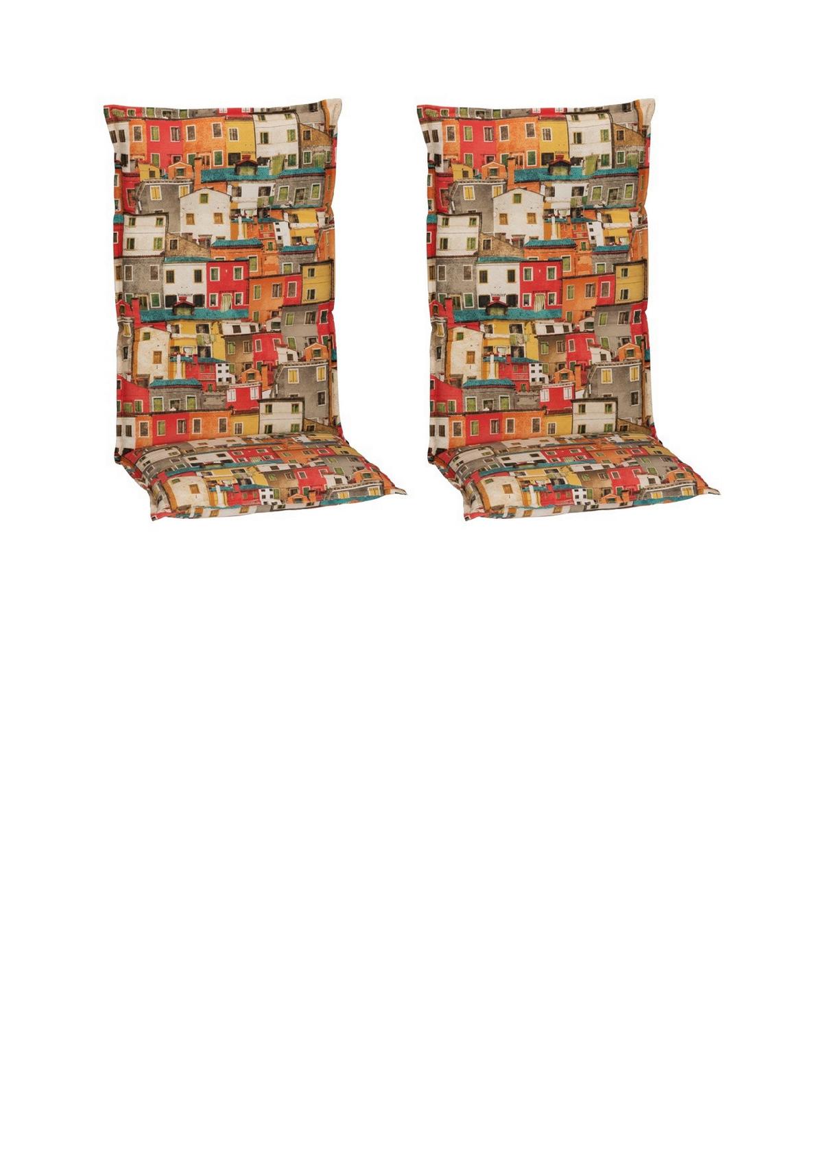 Hochlehner Auflagen Tours 2er- Set ca. 118x46 cm Häuser - Gelb/Rot, Basics, Textil (118/46/8cm) - Gardenson