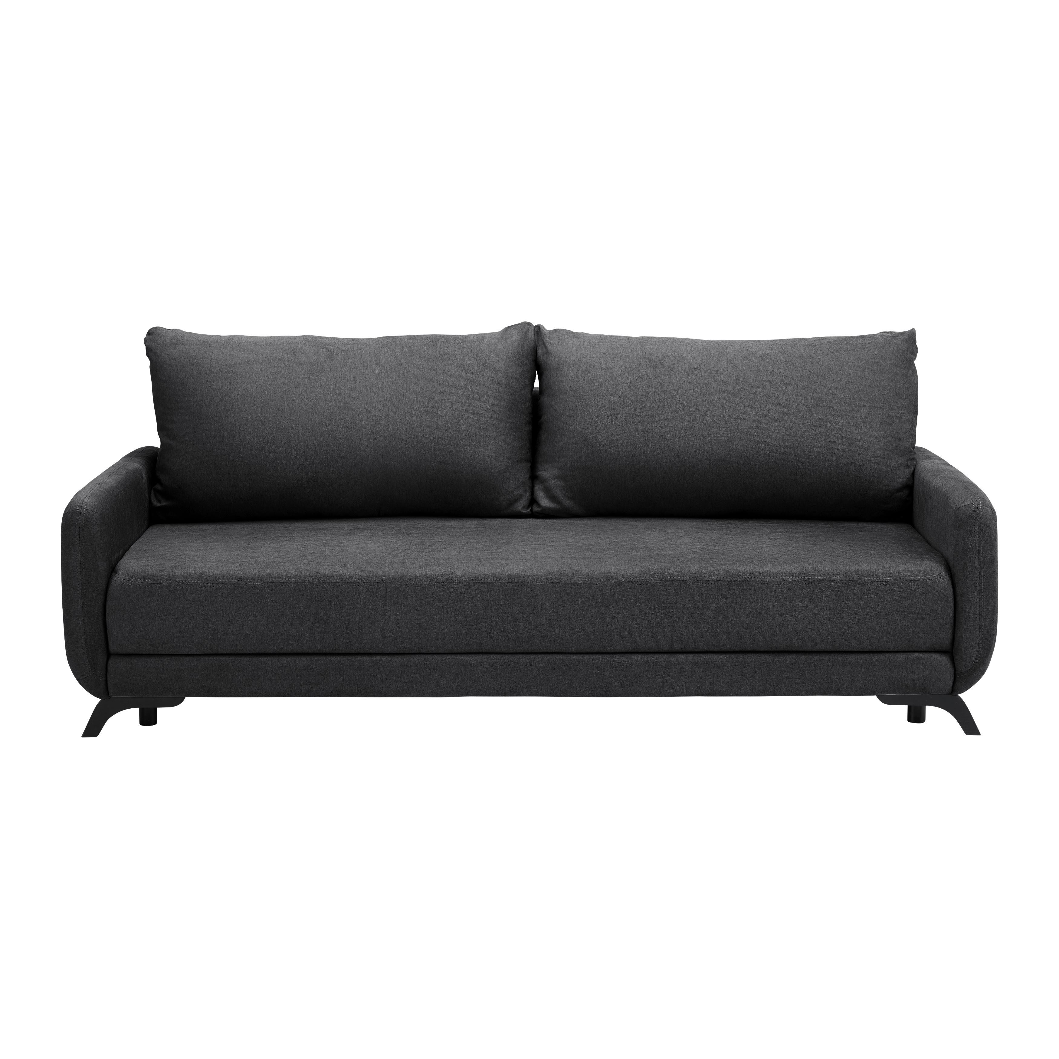 Schlafsofa Oliver Anthrazit Webstoff - Anthrazit/Schwarz, MODERN, Holz/Textil (220/74/93cm) - Bessagi Home