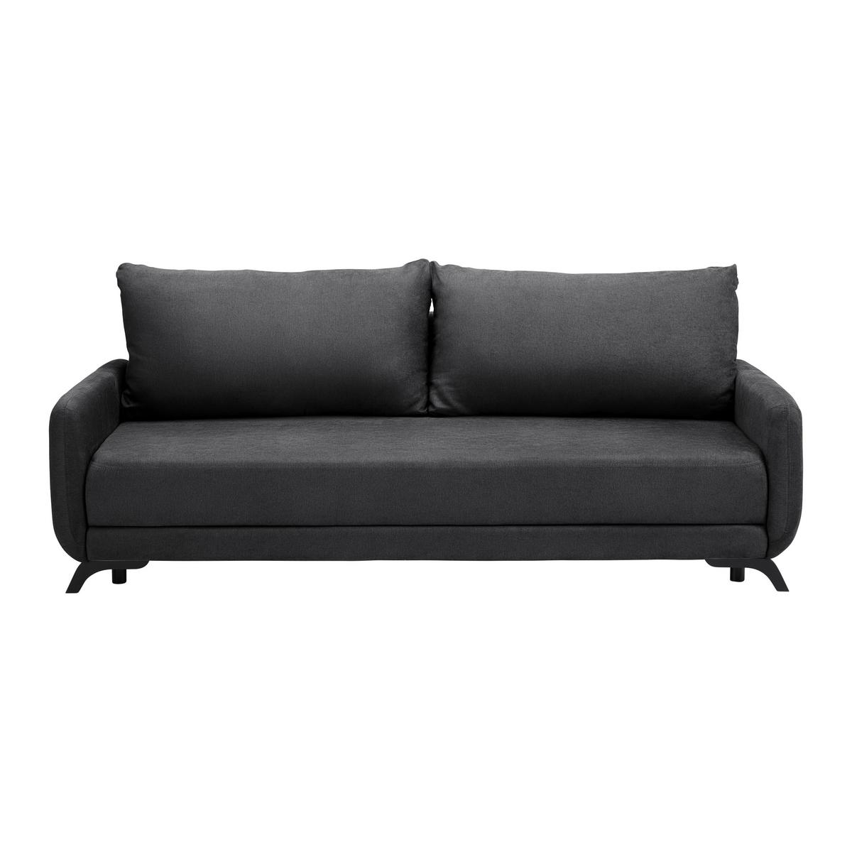 Canapea extensibilă OLIVER - antracit/culoare lemn acacia, Modern, lemn/textil (220/74/93cm) - Bessagi Home