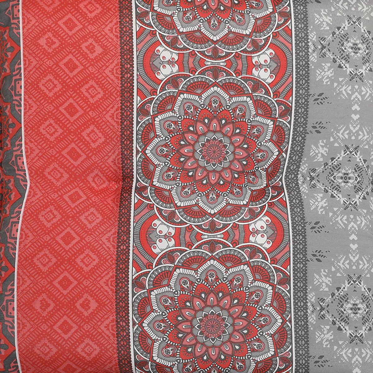 Sesselauflagenset Grau/Rot, 4-teilig - Rot/Hellgrau, Basics, Textil (50/7/100cm)