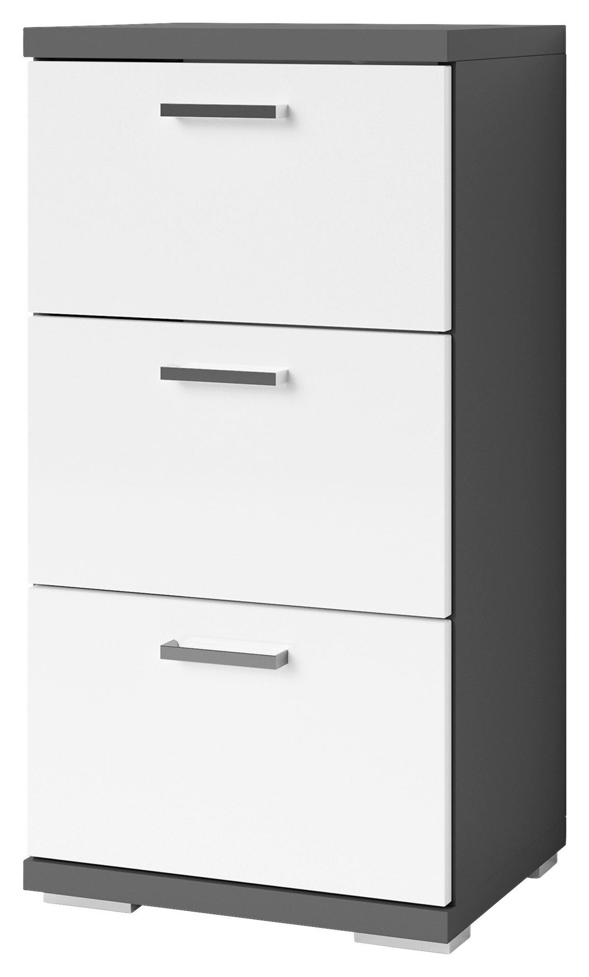 Unterschrank "Nebraska" NEBRASKA - Chromfarben/Weiß Hochglanz, MODERN, Holzwerkstoff/Metall (35,5/74/31,5cm) - MID.YOU