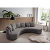 Wohnlandschaft Limoncello grau Cord - Schwarz/Grau, Design, Kunststoff/Textil (300/160cm) - Livetastic