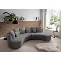 Wohnlandschaft Limoncello grau Cord - Schwarz/Grau, Design, Kunststoff/Textil (300/160cm) - Livetastic