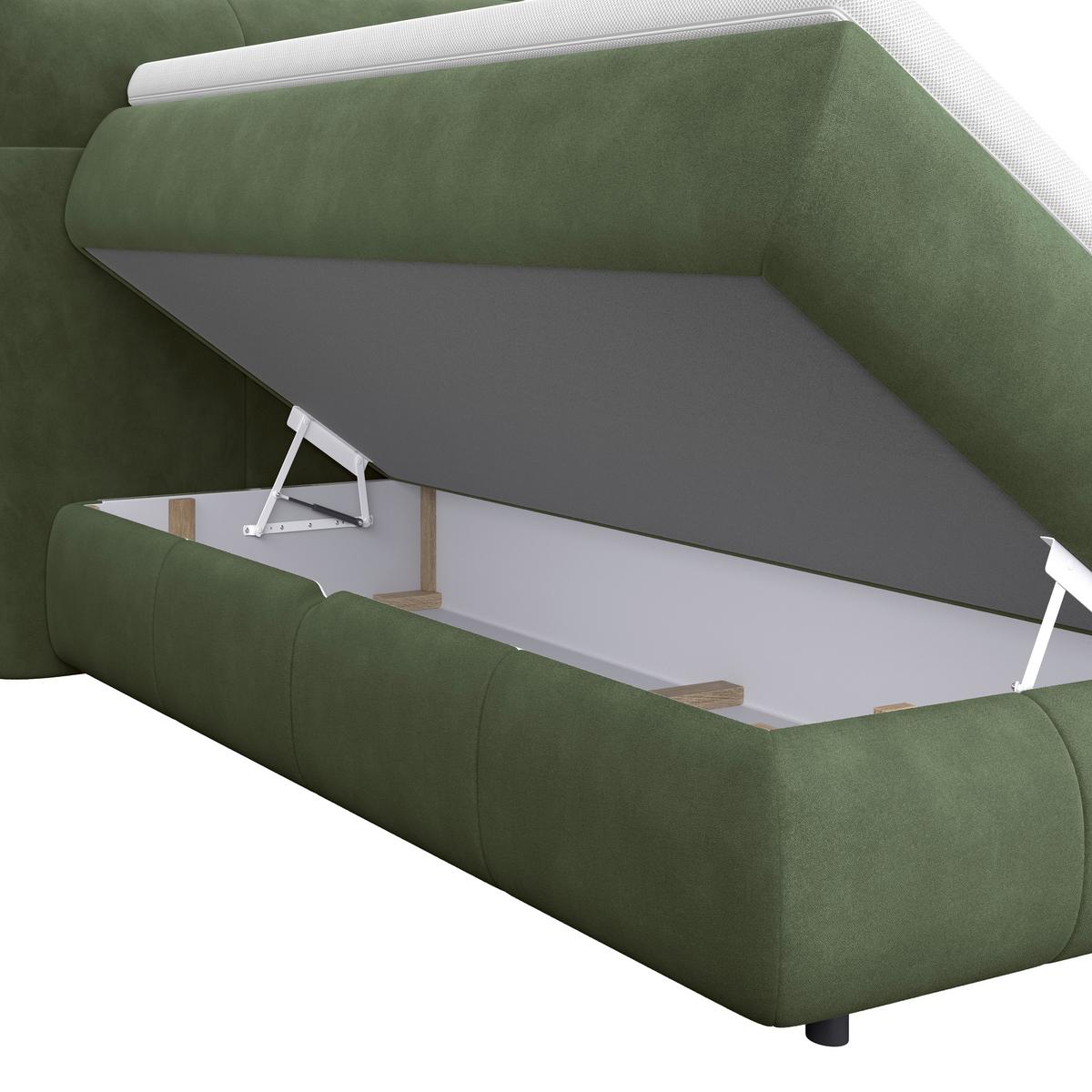 Boxspring Krevet Carmelo - tamno zelena/crna, Trend, tekstil/plastika (140/200cm) - Premium Living