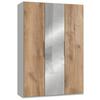 Drehtürenschrank Level 36A mit Spiegel ca. 150 cm Eiche Dekor - Chromfarben/Eichefarben, MODERN, Holzwerkstoff (150/216/58cm) - MID.YOU