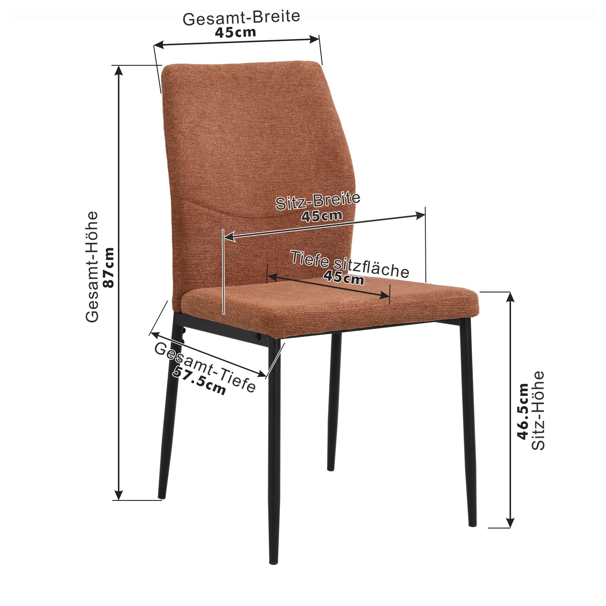 Stol Augusta, Rjava - črna/rjava, Konvencionalno, kovina/tekstil (45/87/56.5cm)