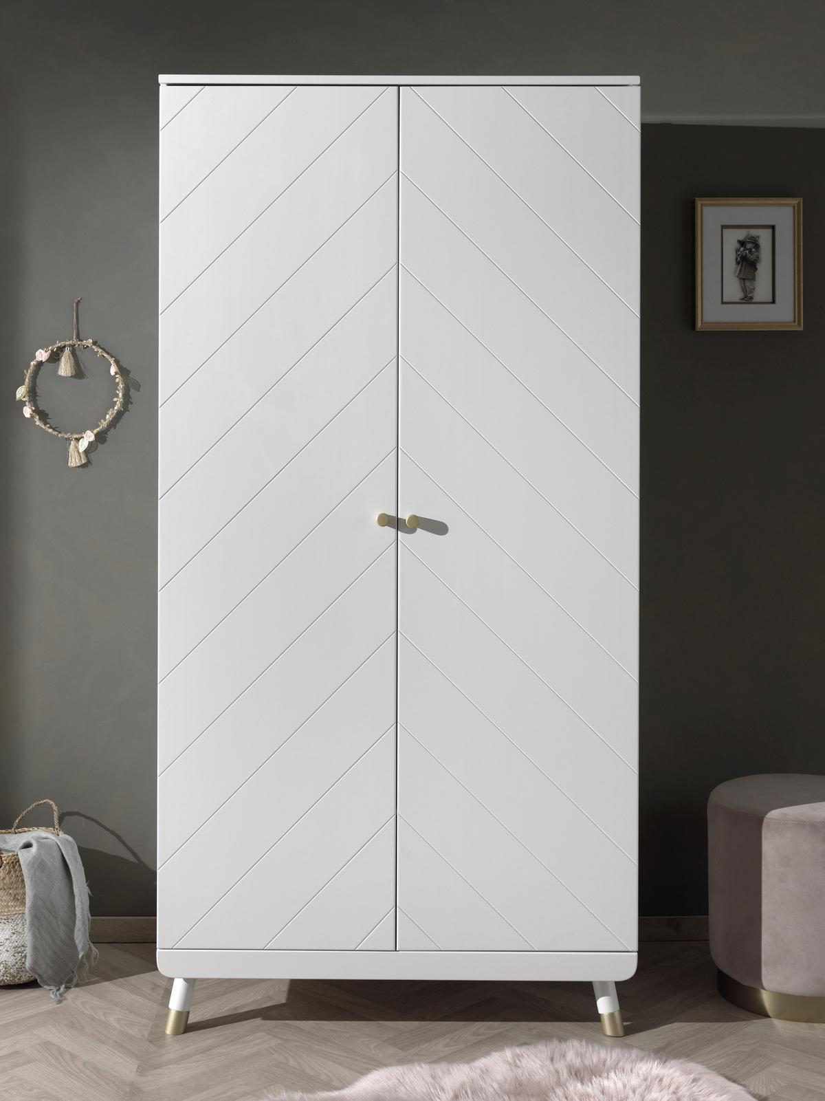 Drehtürenschrank Billy ca. 100x200 cm Weiß - Goldfarben/Weiß, MODERN, Holzwerkstoff/Kunststoff (100/200/59cm) - MID.YOU