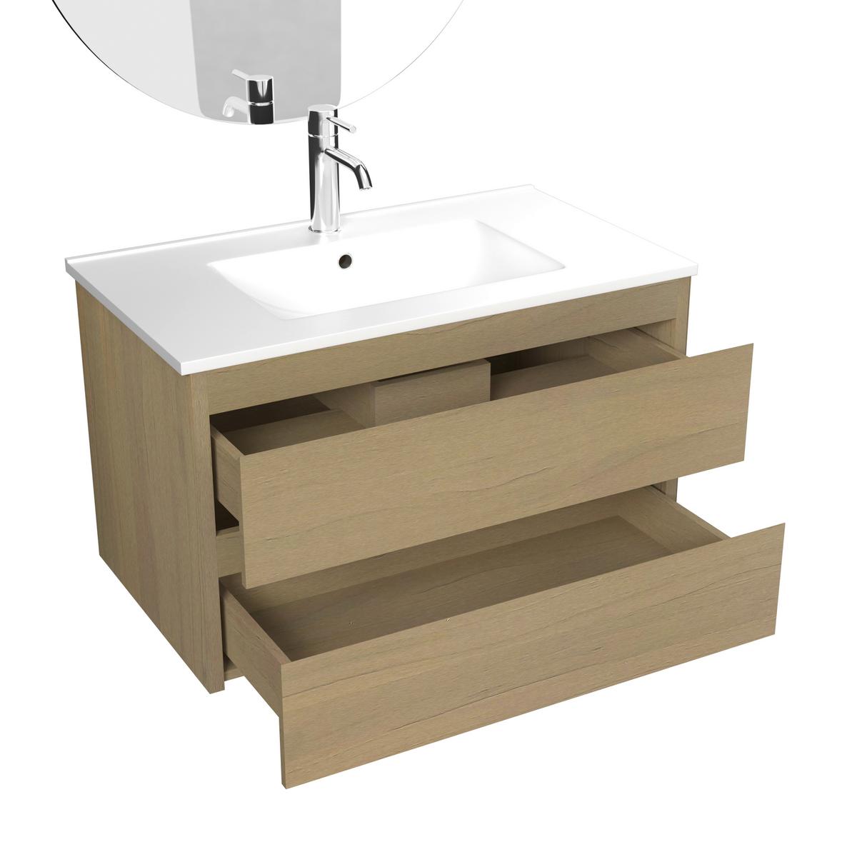 Badezimmer Leona Eichefarben 3- teilig - Eiche dunkel, MODERN, Glas/Keramik - Bessagi Home