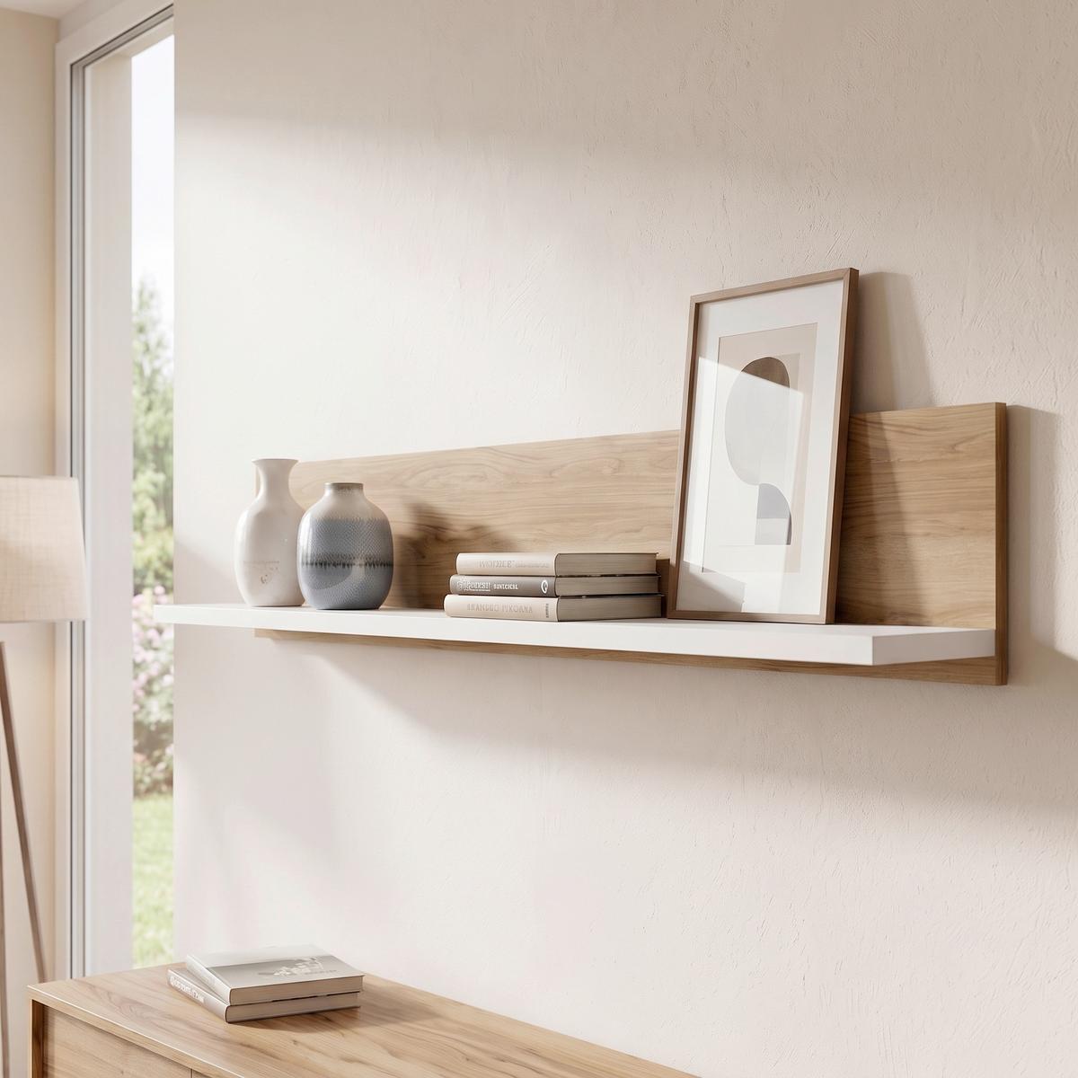 Panou De Perete Salinas - alb/culoare lemn stejar, Trend, material pe bază de lemn (152,7/22/22cm) - Modern Living