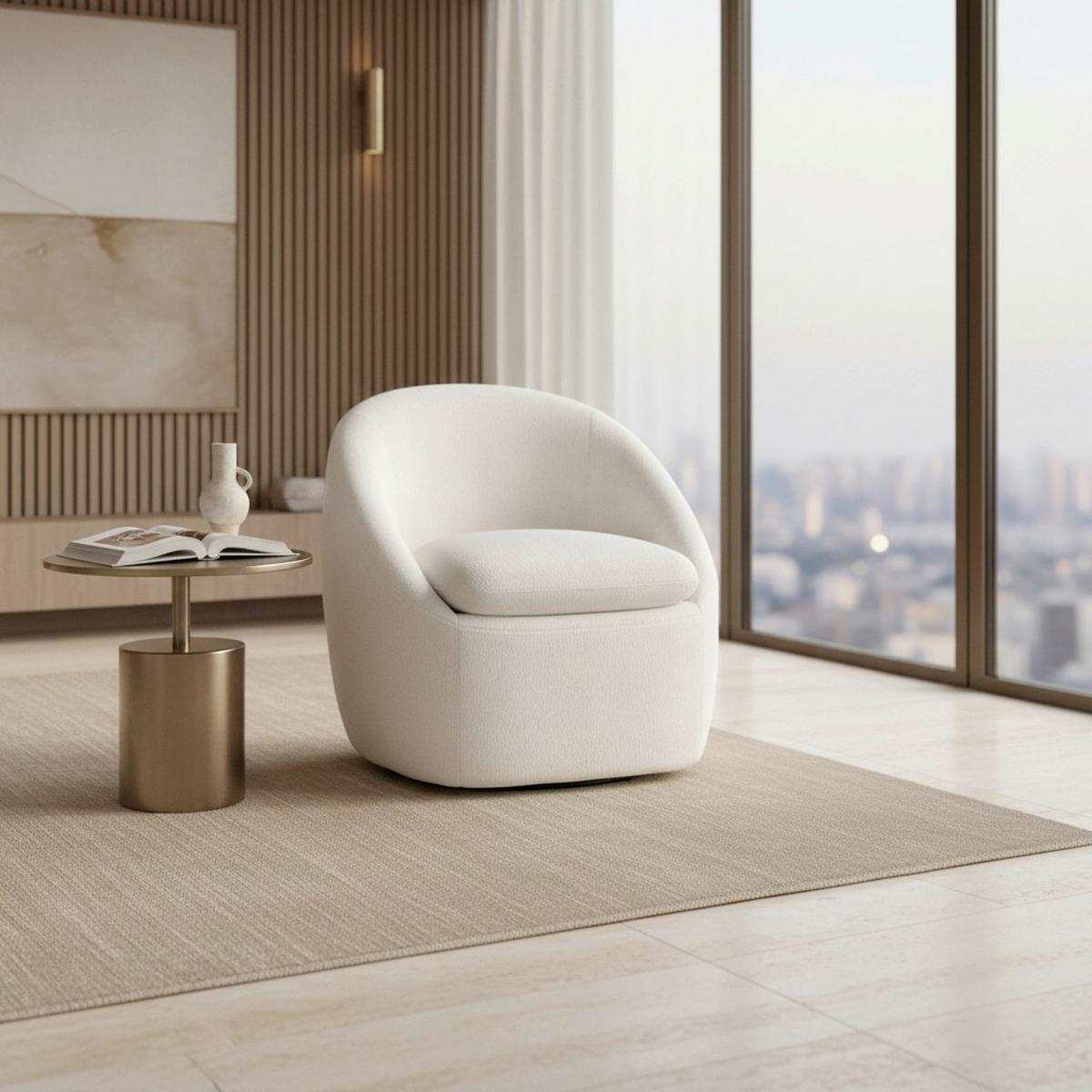 Fotoliu DORA - alb, Modern, lemn/metal (77/74/73cm) - Bessagi Home