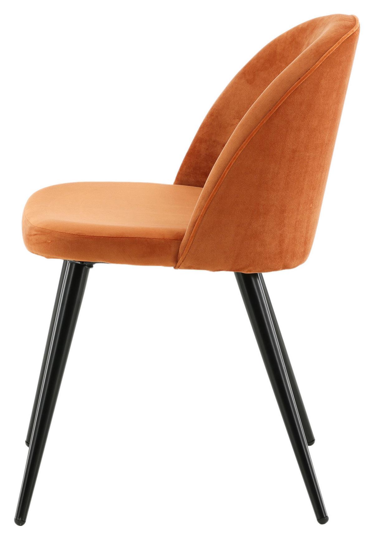 STUHL-SET VELVET - Schwarz/Orange, Design, Textil/Metall (57/76.5/50cm) - Livetastic