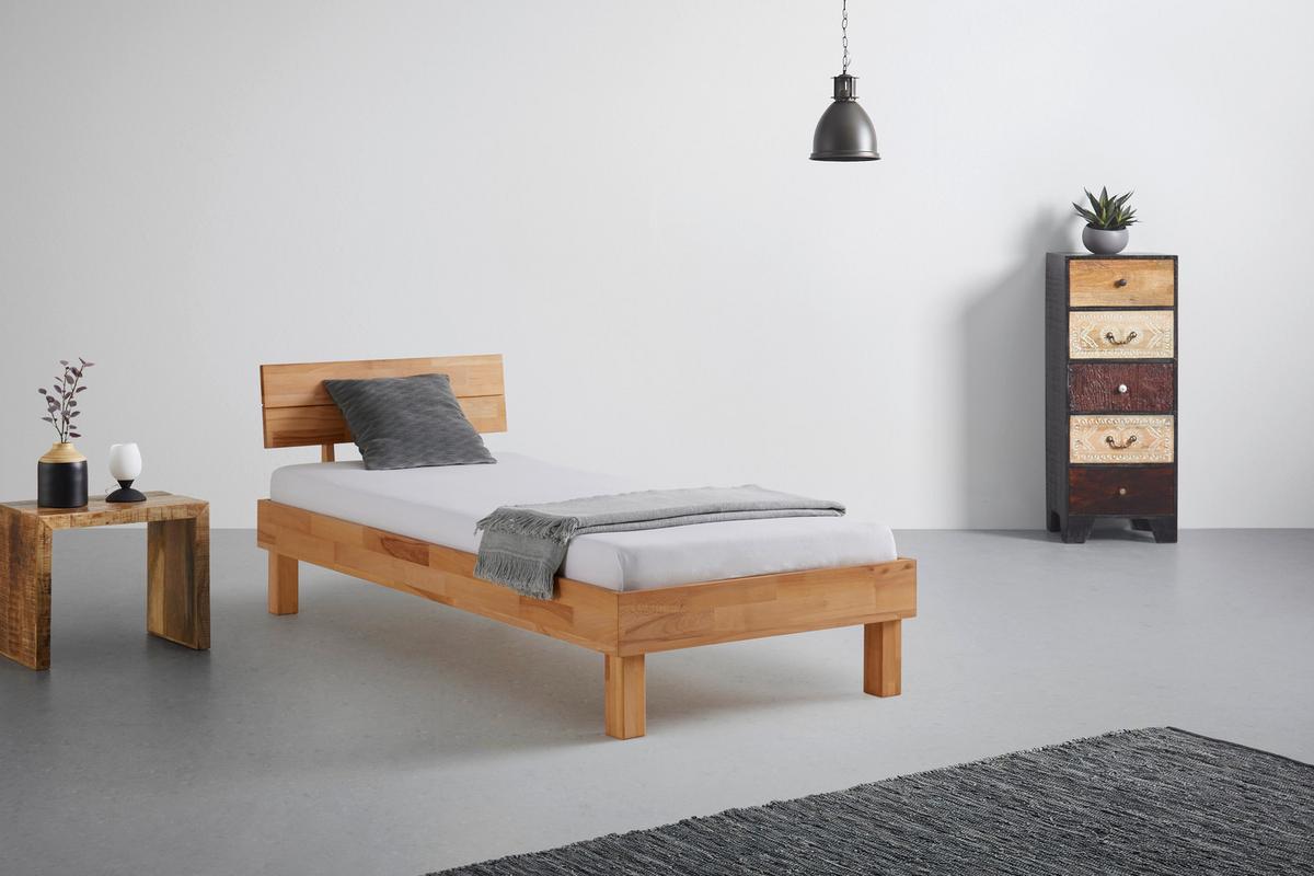 Bett aus Massiv Holz ca. 100x200cm - Naturfarben, KONVENTIONELL, Holz (100/200cm) - ecoTree