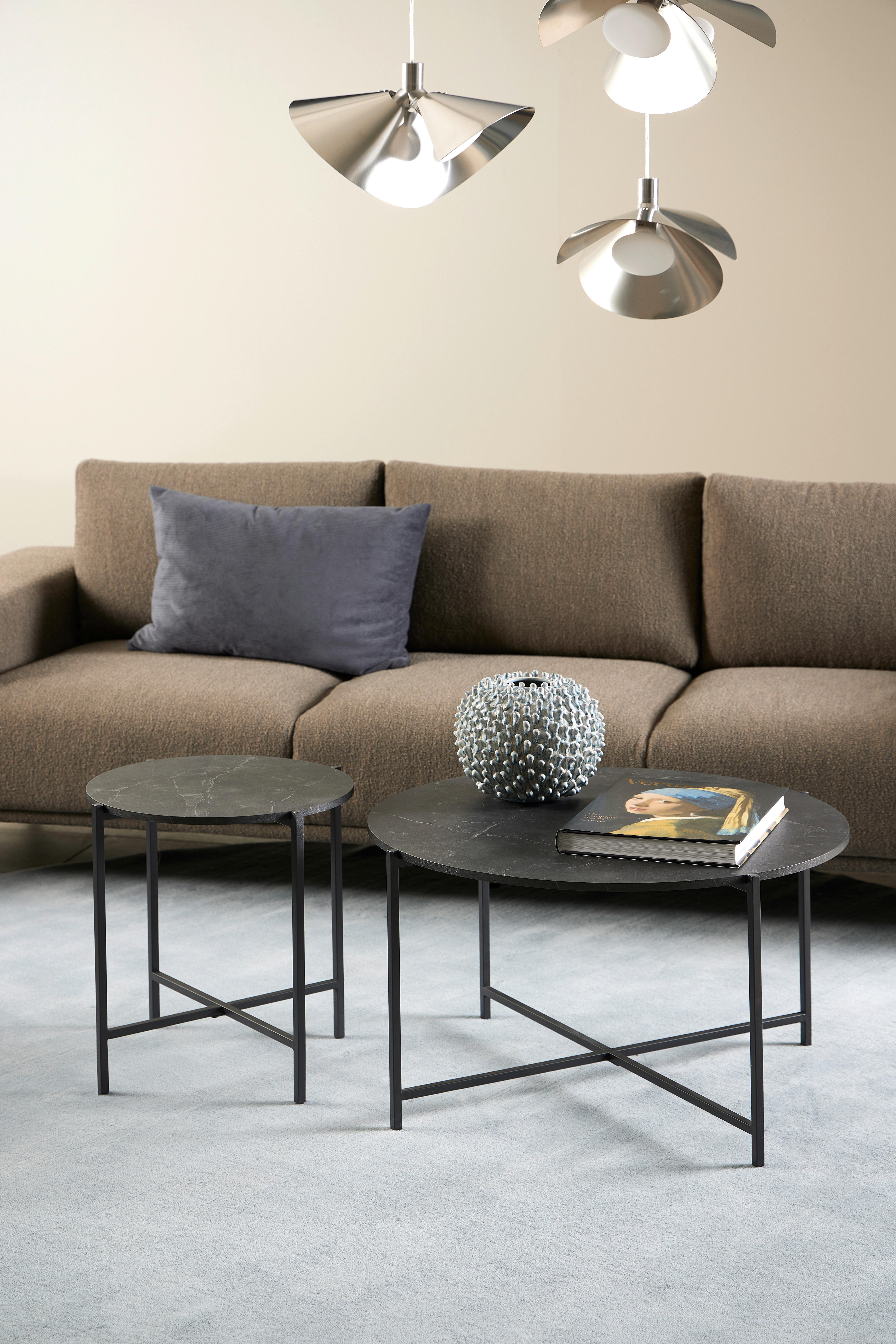 Masă auxiliară LAMOINE - negru, Modern, metal/material pe bază de lemn (42,7/42,7/44,3cm) - Modern Living